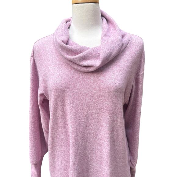 Maeve Anthropologie Sweater Shirt Sz M Purple Draped Neck Puff Sleeve Step Hem - Picture 2 of 9